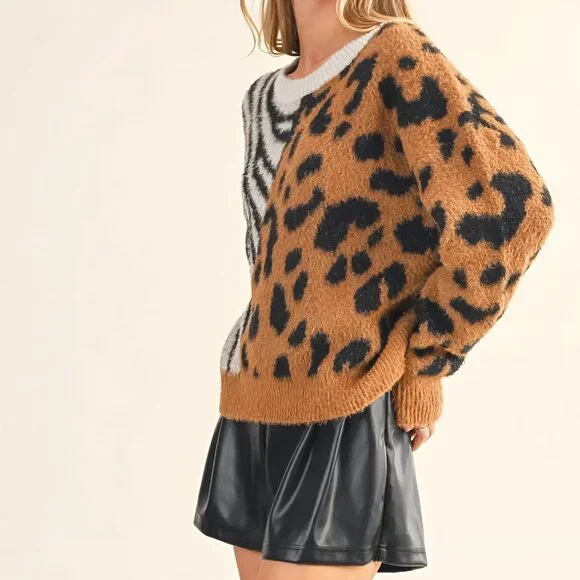 NWT LUXE Animal Print Drop Sleeve Sweater - Picture 5 of 9